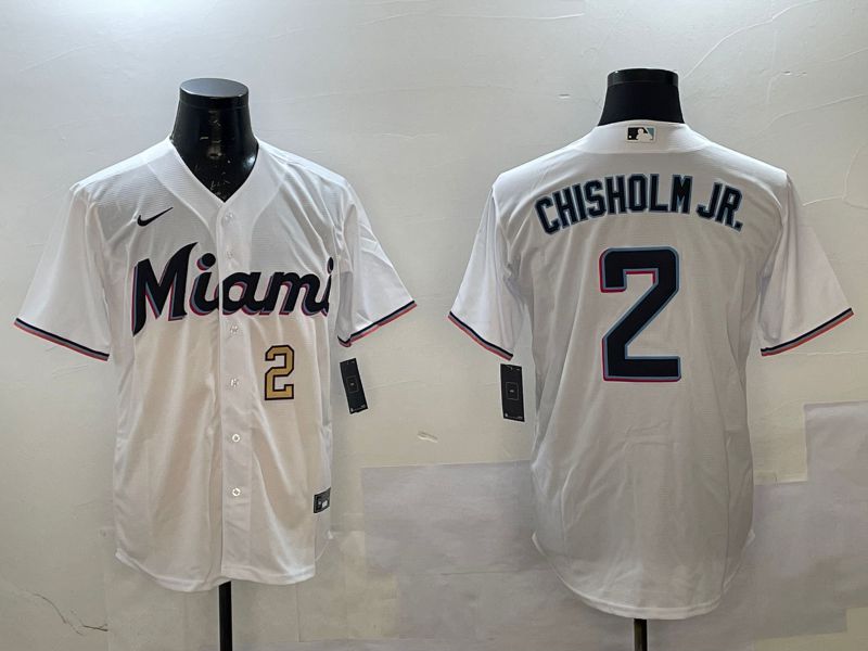 Men Miami Marlins #2 Chisholm jr White Game 2025 Nike MLB Jersey style 1->miami marlins->MLB Jersey